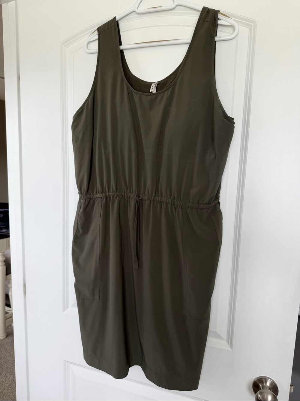 Soma Olive Sleeveless Drawstring Midi Dress